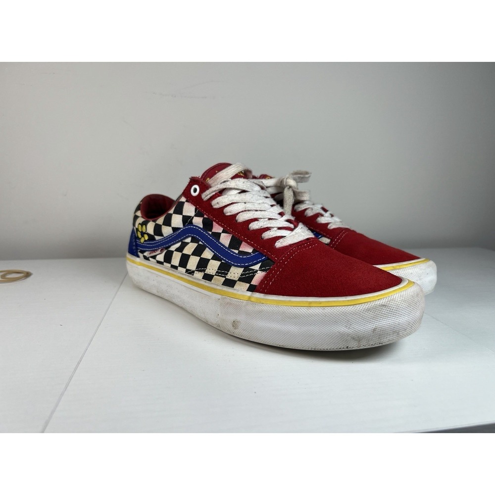 Brighton Zeuner x Vans Old Skool Pro Sneakers Red Blue Checkerboard Mens 10.5